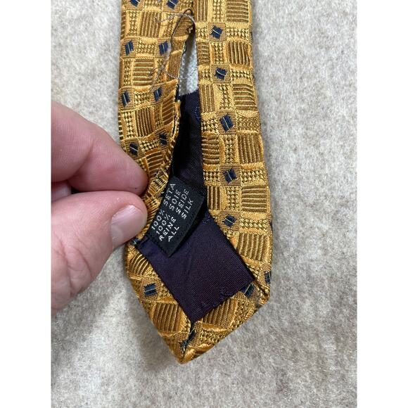 Britches of Georgetowne Geometric Silk Tie Vintage Gold Necktie - Picture 5 of 7